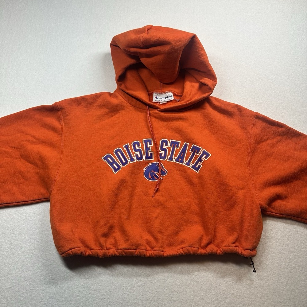 Champion Boise‎ State Broncos Cropped Orange Hoodie RN 49314 NCAA One Size